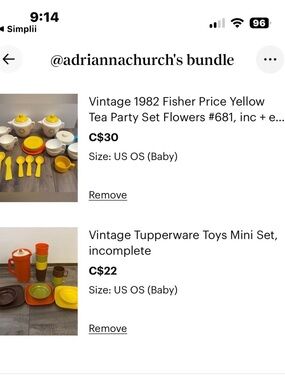 Reserved Bundle vintage Tupperware/fisher price